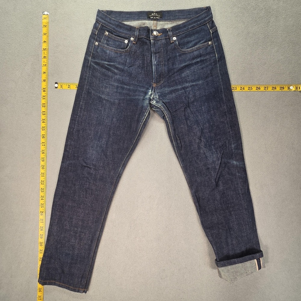 A.P.C. Jeans Mens Selvedge‎ Slim Medium Wash Blue Whiskers Honeycomb Fits 28x26